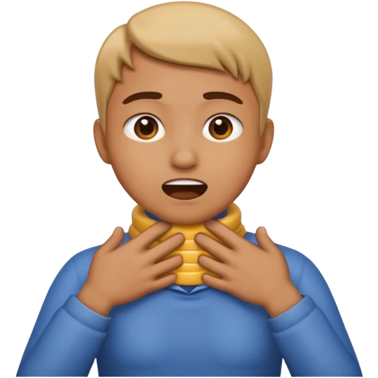 an emoji with its hands on its neck pretending to choke itself out emoji