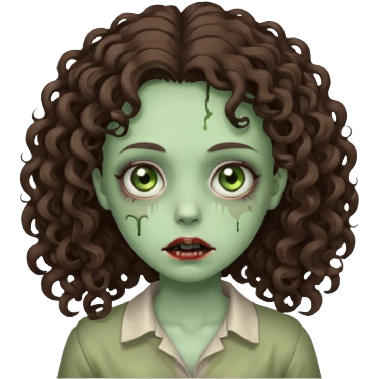 zombie brunette girl with curly, almost straight hair big emoji
