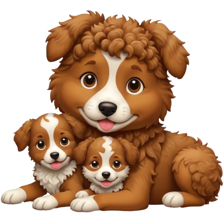 curly dog with its puppies emoji