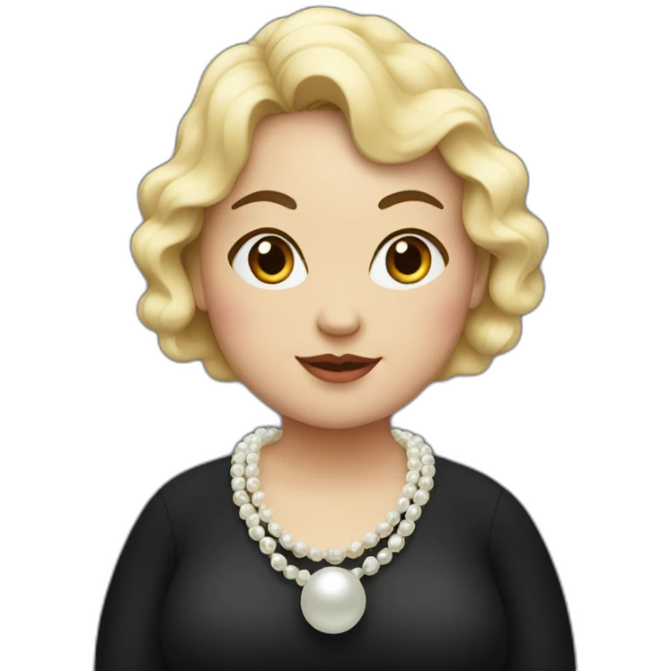 fat girl wearing a pearl necklace and a black coat emoji