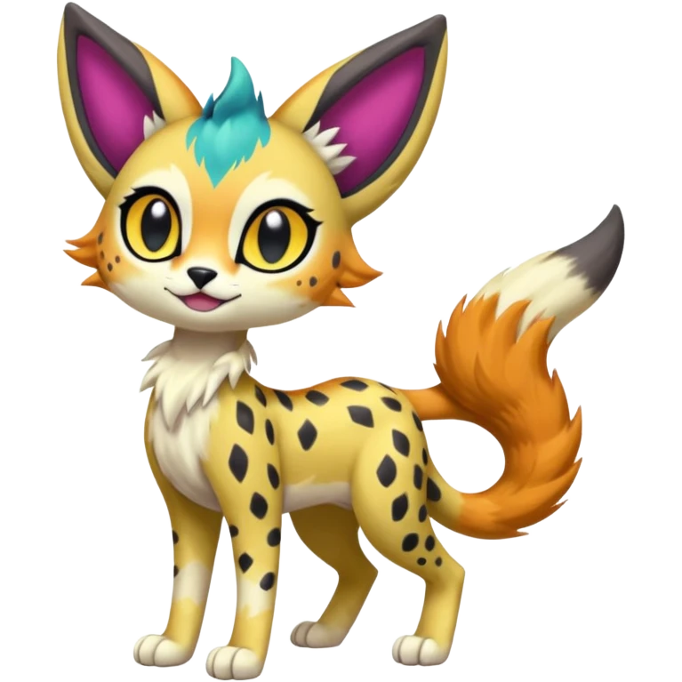 Colorful Cute Realistic Meloetta-Vernid-Sergal-Serval-Fakémon-fusion-hybrid-creature emoji