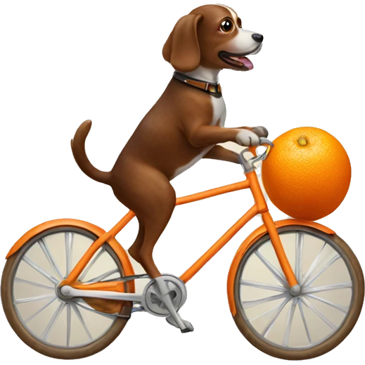 Dog riding a orange bike emoji