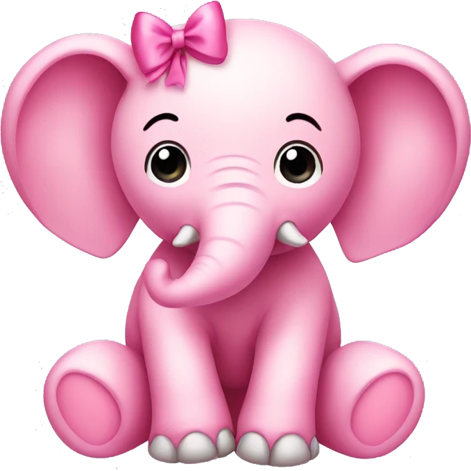 cute pink elephant with bows emoji