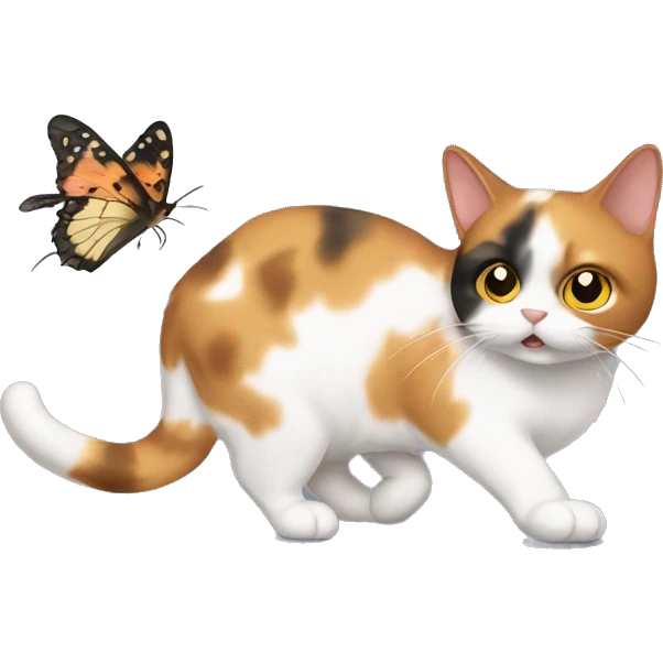 calico cat hunting a moth  emoji
