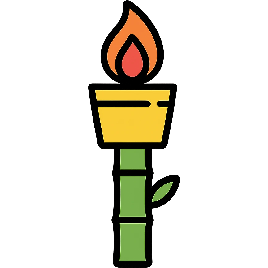 bamboo torch icon with color outline emoji
