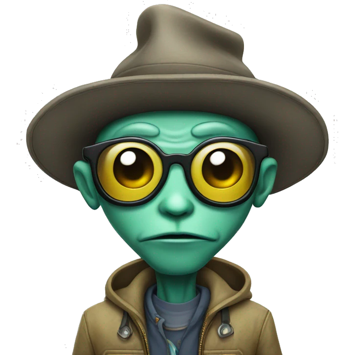 Hipster alien emoji