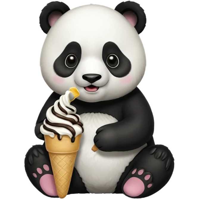 Panda eating ice cream emoji