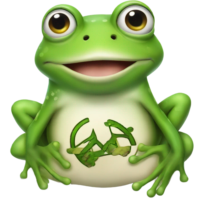 frog posing with two peace si emoji