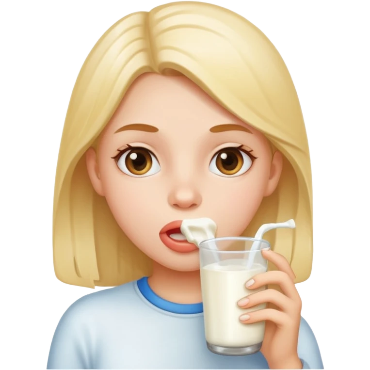 Girl with milk inside her mouth emoji