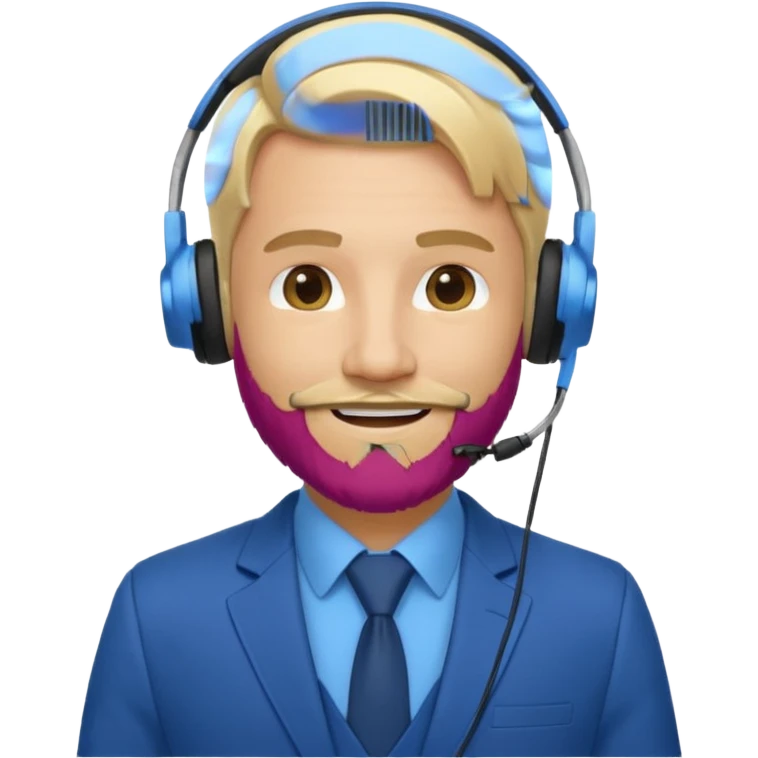 a sales agent with headphones and beard blonde hair smile emoji