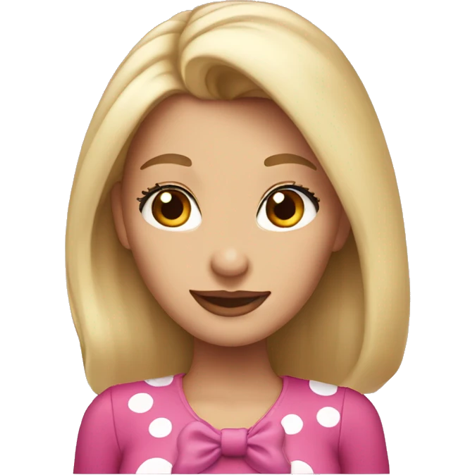 blonde woman with brown eyes wearing minnie mouse ears emoji