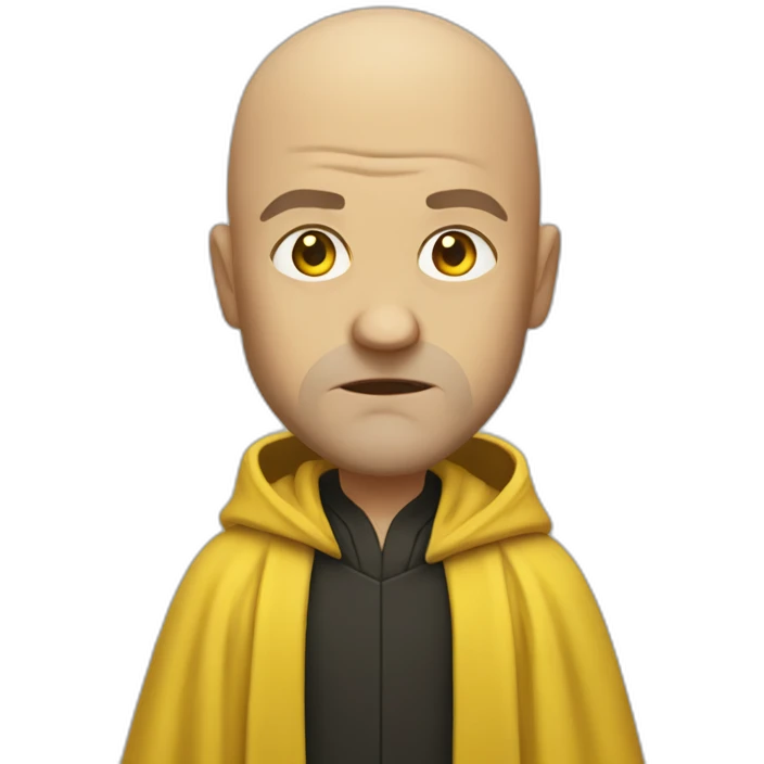 An angry bald man wearing Hufflepuff yellow robe emoji