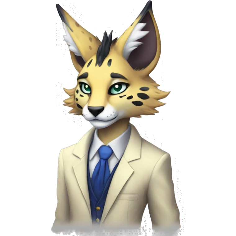 Anthro Epic Beautiful Handsome Pretty Colorful Sergal-Serval-Vernid full body emoji