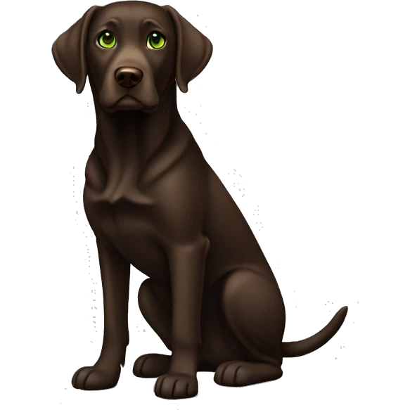 Dark brown Labrador with green eyes standing emoji