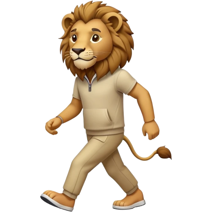 anthropomorphised lion in leisure wear walking upright emoji