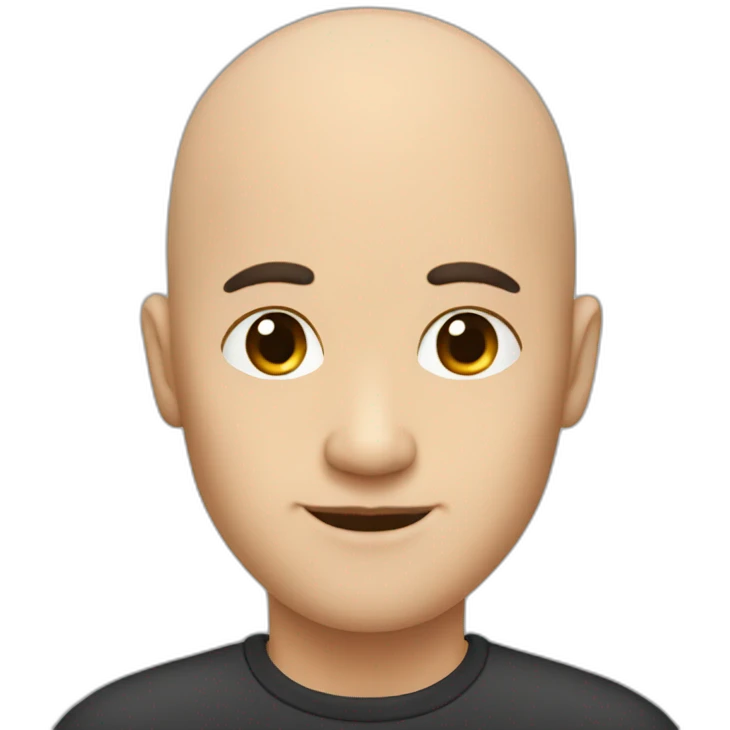 semibald  with black hair man emoji