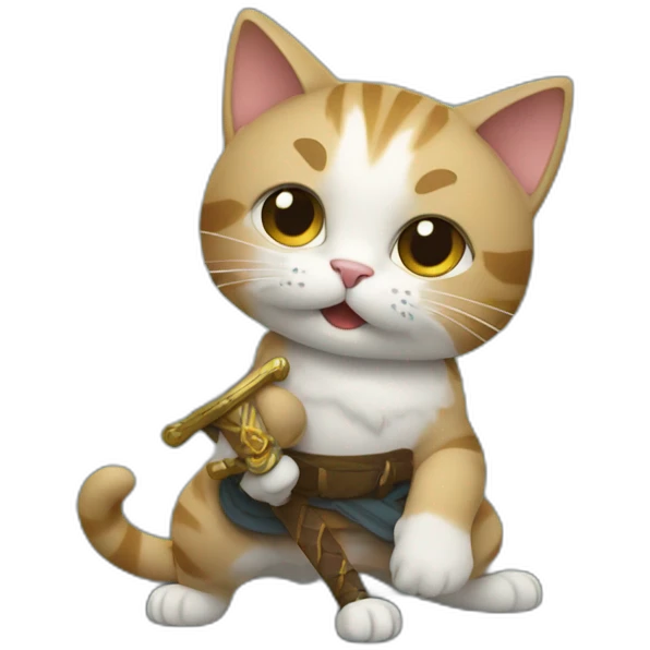 cat brandishing sword emoji