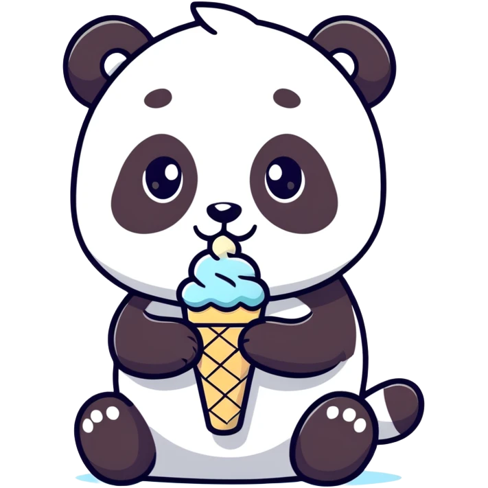 Panda eating ice cream emoji