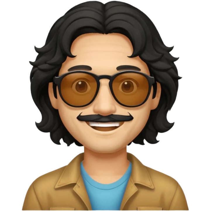 man in hippies type, wearing sunglasses, black wavy hair emoji