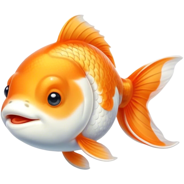 Meme-Worthy Cute Sleeping Orange and White Goldfish Portrait Emoji, Head resting peacefully with a contented smile, showcasing a streamlined, graceful body with a luxuriously soft blend of orange and white, eyes closed in a serene, floating nap, Simplified yet hilariously adorable features, highly detailed, glowing with a soft, drowsy light, high shine, relaxed and utterly lovable, stylized with an air of playful laziness, bright and heartwarming, soft glowing outline, capturing the essence of a comically sleepy goldfish, so meme-worthy it feels like it could instantly become the next viral sensation of adorable slumber! emoji