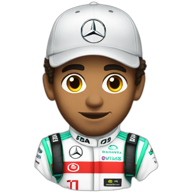 Lewis Hamilton with a race sweet Mercedes emoji