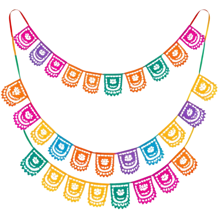 festive one garland of colorful mexican papel picado emoji