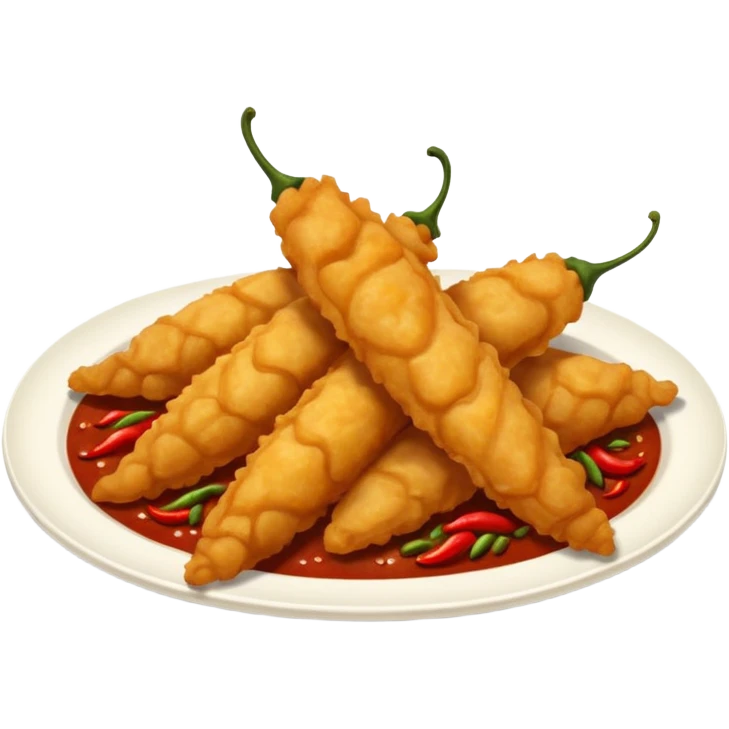 indonesian fried food with chili on the side of the plate emoji