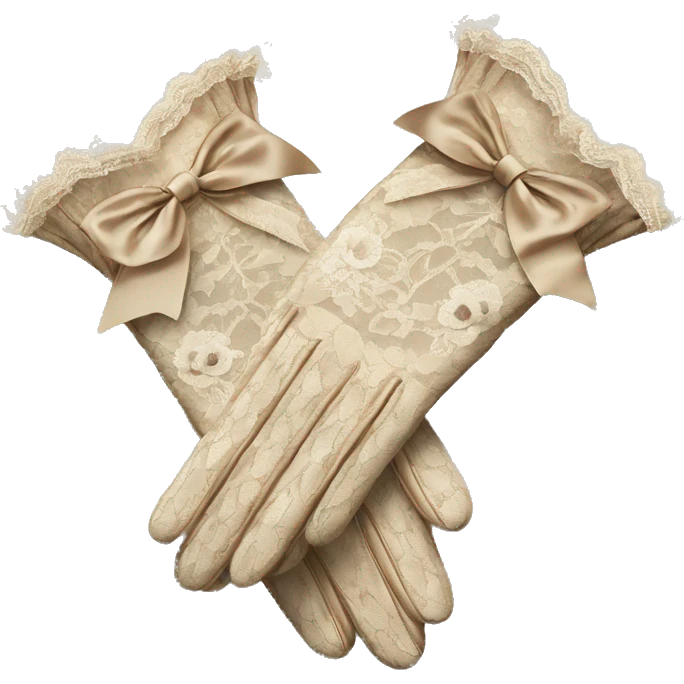 vintage rococo lace beige gloves with bows and frills emoji