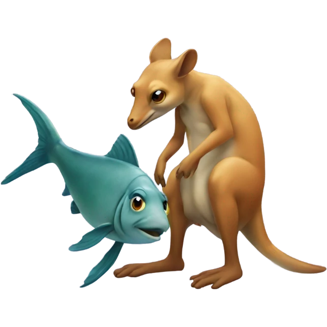 Fish kissing kangaroo emoji