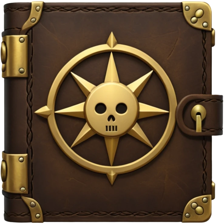 Ancient spellbook with metal lock and sigil, dark fantasy emoji