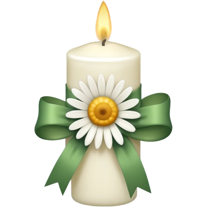 white candle with a daisy bow emoji