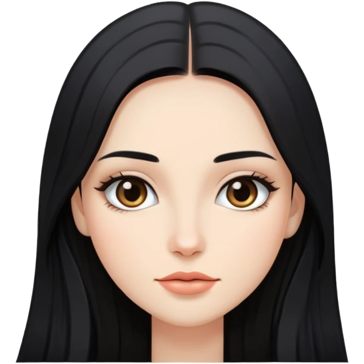 woman with straight long black hair and natural makeup emoji