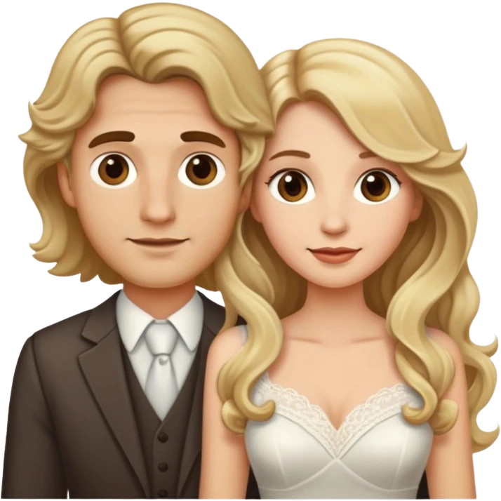 Cute married couple the lady has long wavy blonde hair and the man has brown short hair emoji