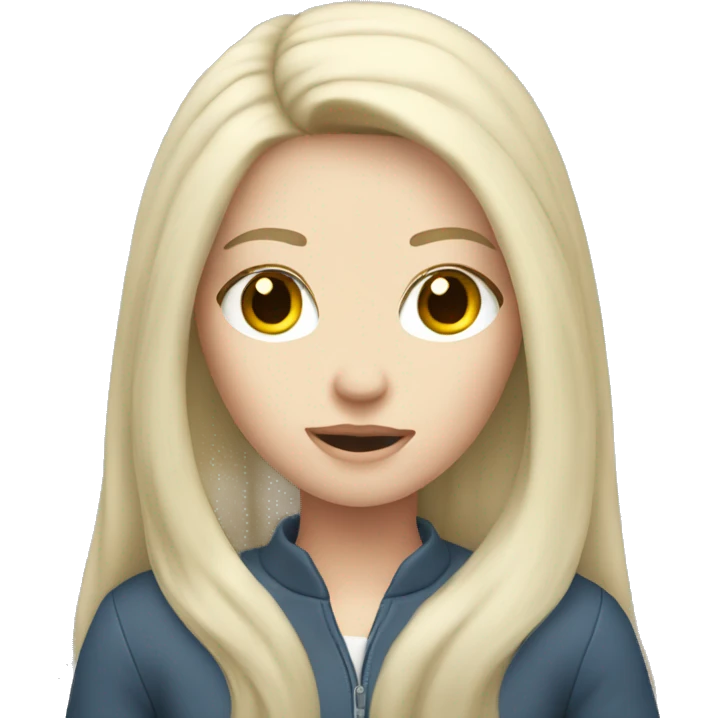 Pale girl with long black hair wearing driving  emoji