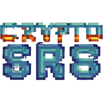 S.R CRYPTO text in retro gaming pixel font emoji
