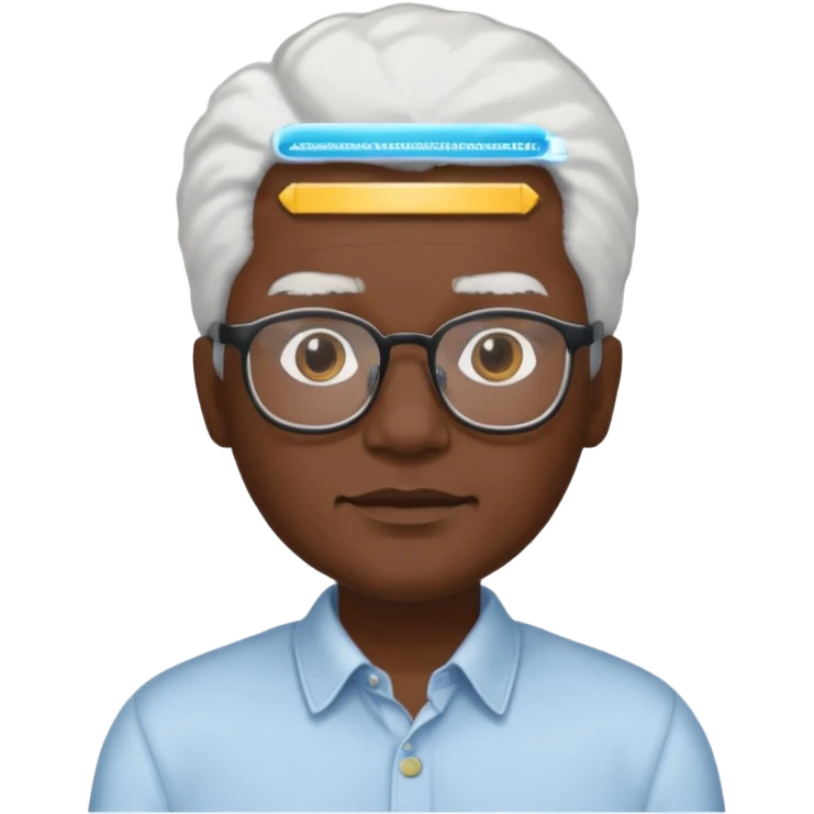 black guy with white hair has glasses emoji