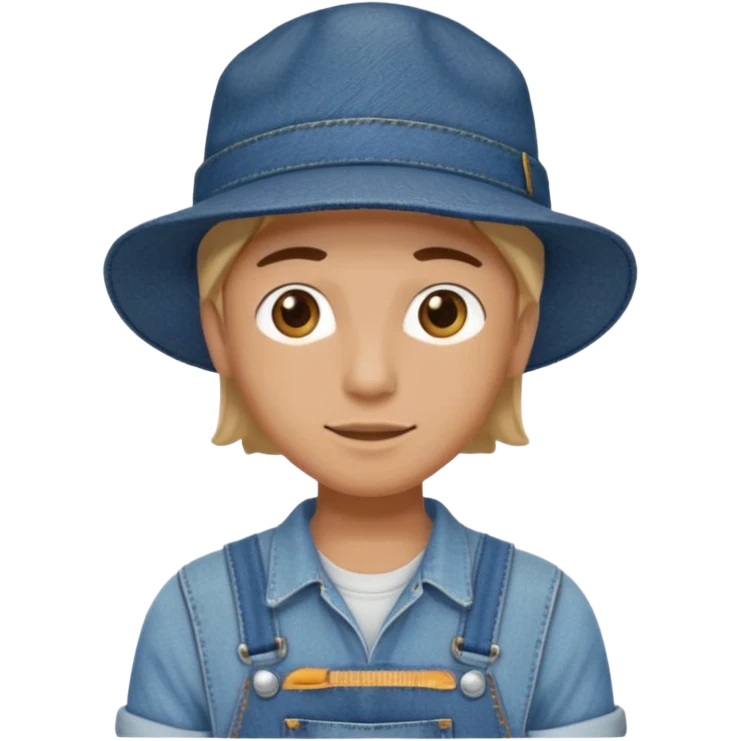 worker 1950 flat hat and overalls emoji