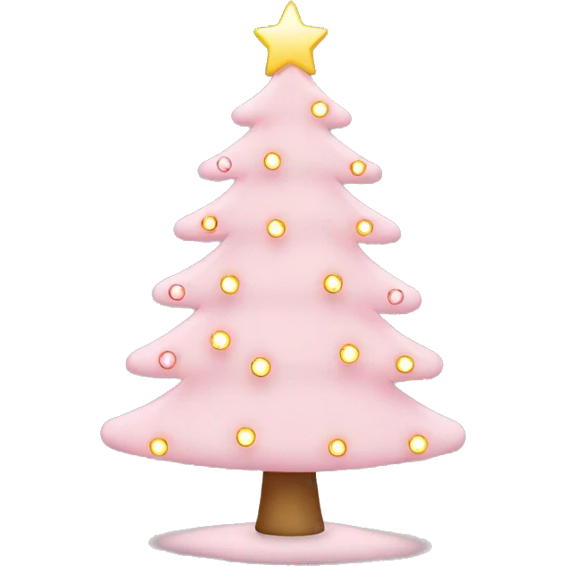 Light Pink Christmas tree with lights and ornaments emoji