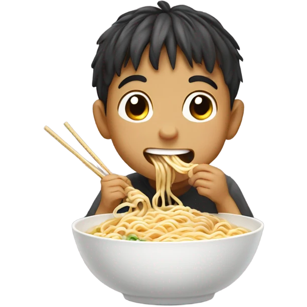 Little boy eating ramen emoji