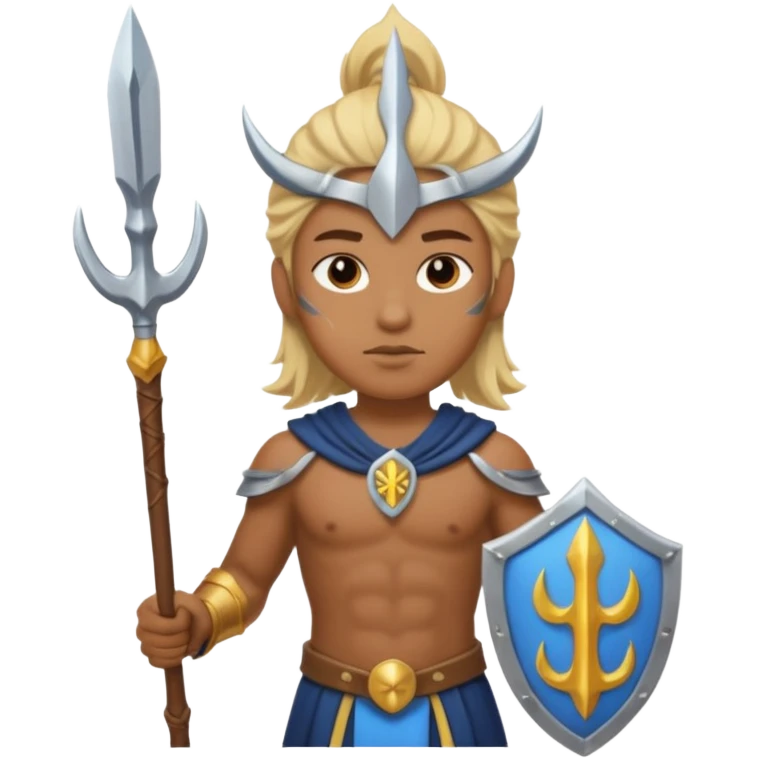 Mermaid with Trident – Warrior brown skin, blonde hair mermaid with weapon emoji