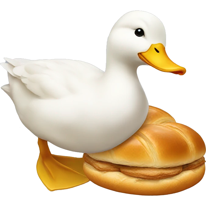 white duck with a croissaint emoji