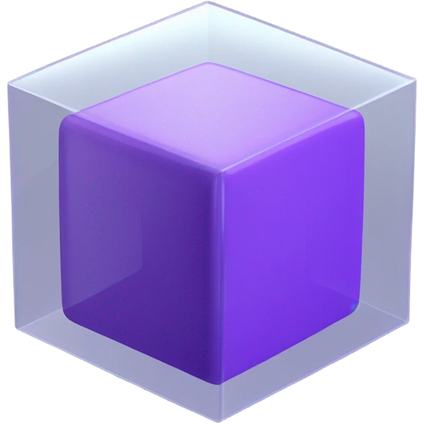 purple cube inside another glass cube isometric view emoji