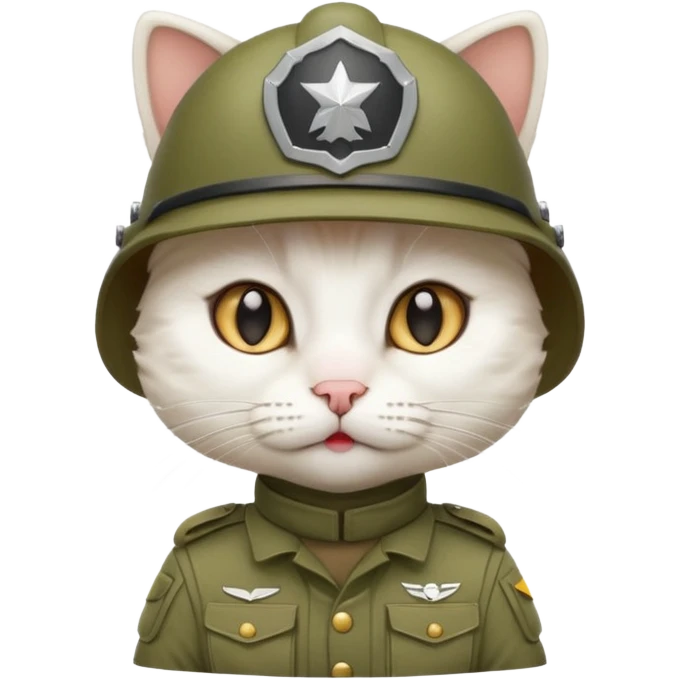 white Cat in army outfit emoji