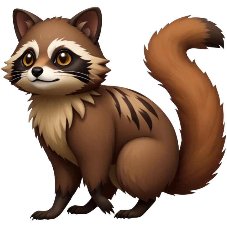 Modern Realistic Rare Fantasy Feline-Vernid-Tanuki-Trico-species by LiLaiRa full body emoji
