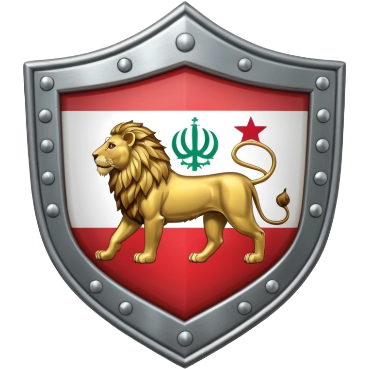 rectangular shield with the flag of Iran, with a lion and a sun emoji