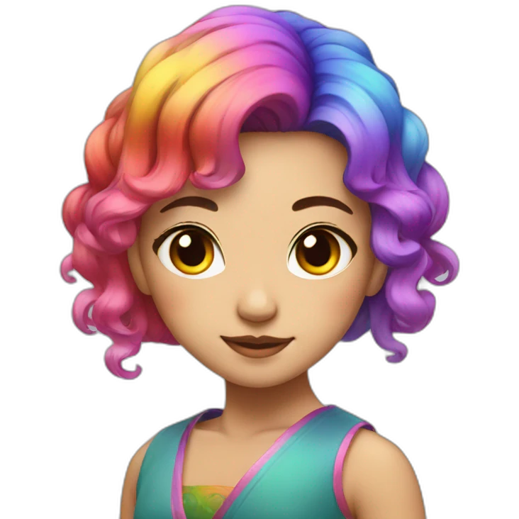 A beautiful Chinese with rainbow hair emoji