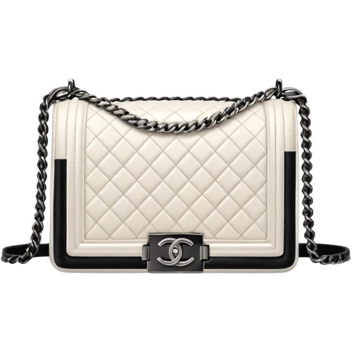 chanel le boy white color bag emoji