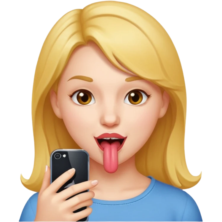 girl licking her iphone and smirking emoji
