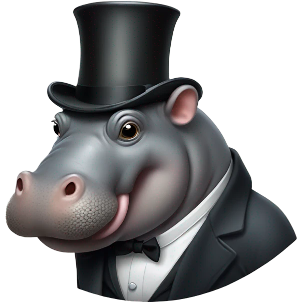 Hippo wearing a top hat and monocle  emoji