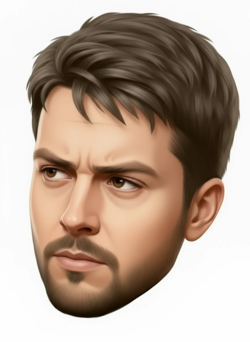 нарисуй этого человека чтобы он смотрел глазами в противоположную сторону, без фона emoji